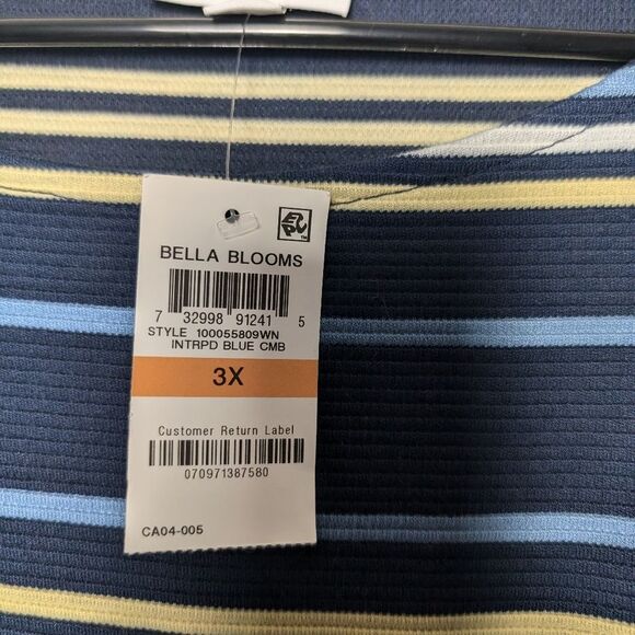 Charter club ribbed top striped sz 3x NEW navy yellow - Picture 3 of 9